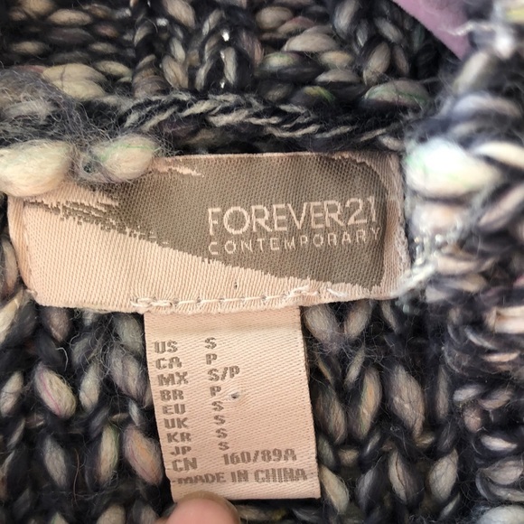 FOREVER 21 CONTEMPORARY BLUE & WHITE KNIT TURTLENECK Sweater Small /Peti… - Picture 3 of 16